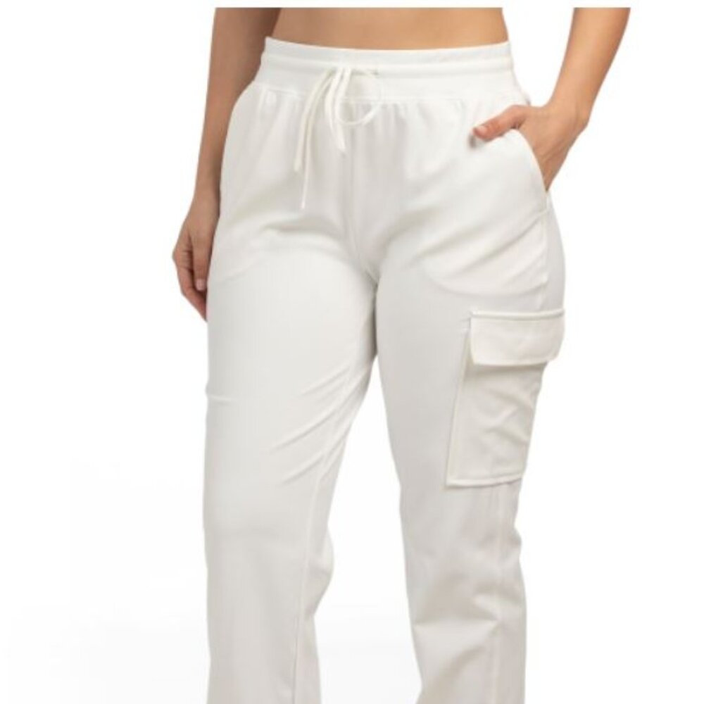 NWT NANETTE LEPORE Women's Ivory Cropped Cargo Joggers Size M